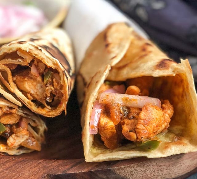 Chicken Tikka Roll Parantha.
